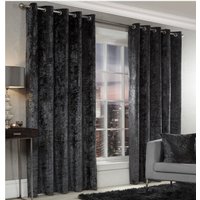 Luxury Living Luxury Crushed Velvet Fully Lined Ring Top Curtains in Charcoal | Size: 117 cm width x 137 cm drop