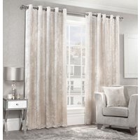 Luxury Living Luxury Crushed Velvet Fully Lined Ring Top Curtains in Cream | Size: 168 cm width x 137 cm drop