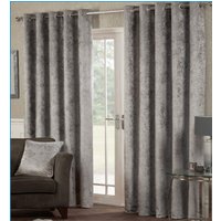 Luxury Living Luxury Crushed Velvet Fully Lined Ring Top Curtains in Silver | Size: 229 cm width x 229 cm drop