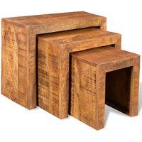 Berkfield Home Nesting Table Set 3 Pieces Solid Mango Wood in Brown