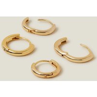 Accessorize Women's 2-Pack 14ct Gold-Plated Hoop Earrings in Gold