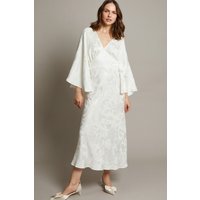 Monsoon Women's Clara Cape Satin Wedding Dress Ivory | Size: 12