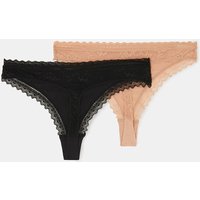 Accessorize Women's 2-Pack Lace-Trim Thongs | Size: Small