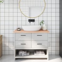 Berkfield Home Bathroom Countertop 100x40x(2-4) cm Untreated Solid Wood in Brown