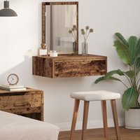 Berkfield Home Wall Hanging Dressing Table Old Wood 60x40x70 cm in Brown | Size: 60 x 40 x 70 cm