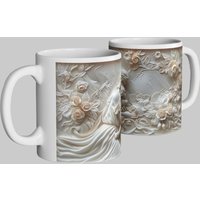 Handcrafted Ceramic Mug Mother & Elegant Floral Embossing