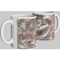 Simply Stunning Mugs Handcrafted Ceramic Mug with 3D Mother & Child Embossed Design