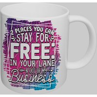 Simply Stunning Mugs Handcrafted Ceramic Mug with Funny Quote 'Stay in Your Lane' in White