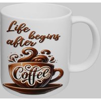 Handcrafted Ceramic Coffee Mug Life Begins After Coffee