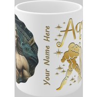 Simply Stunning Mugs Zodiac Ceramic Mug Aquarius - Water Bearer - Handcrafted Elegance for Every Star Sign in White