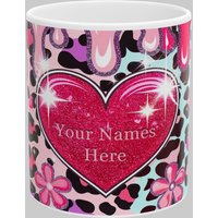 Simply Stunning Mugs Personalised Glitter Heart Mug - The Perfect Gift for Your Loved Ones in White