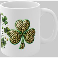 Simply Stunning Mugs Irish Heritage Guinness Mug - Shamrock & Celtic Knot Design in White