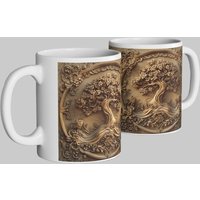 Tree Life Mug Elegant Engraved Style Nature Design