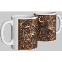 Scottish Highland Cow Mug Exquisite Carved Heritage Design