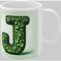 Simply Stunning Mugs Personalised 3D Clover Letter J & Name Lucky Mug Unique Design in White