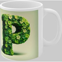 Simply Stunning Mugs Personalised 3D Clover Letter P & Name Lucky Mug Unique Design in White