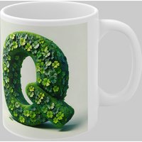 Simply Stunning Mugs Personalised 3D Clover Letter Q & Name Lucky Mug Unique Design in White