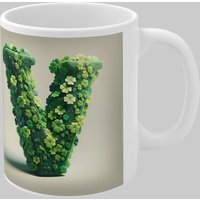 Personalised 3D Clover Letter V & Name Lucky Mug Unique Design