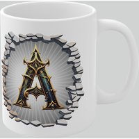 Simply Stunning Mugs Personalised Vintage Letter A & Name Mug - Stylish Gothic 3D Design in White