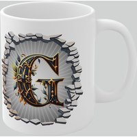 Personalised Vintage Letter G & Name Mug Stylish Gothic 3D Design
