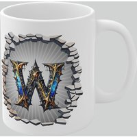 Simply Stunning Mugs Personalised Vintage Letter W & Name Mug - Stylish Gothic 3D Design in White