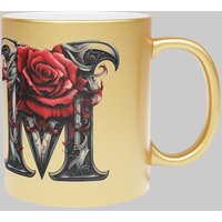 Simply Stunning Mugs Personalised Handcrafted Gothic Letter M & Name Metallic Gold Mug