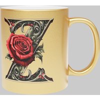 Personalised Handcrafted Gothic Letter Z & Name Metallic Mug
