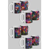 Simply Stunning Mugs Radiant Iris Ceramic Mug Set of 4 - Perfect for Friends & Family in White