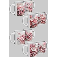 Simply Stunning Mugs Cherry Blossom Ceramic Mug Set of 4 Enchanting Gift for Loved Ones in White