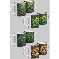 Shamrock Ceramic Mug Set 4 Lucky Gift Friends & Family