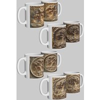 Carved Tree Life Ceramic Mug Set 4 Perfect Gift Loved Ones