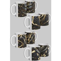 Simply Stunning Mugs Black & Gold Carbon Ceramic Mug Set of 4 - Perfect for Loved Ones in White