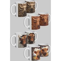 Majestic Highland Cattle Mug Set 4 Rustic Charms Every Sip