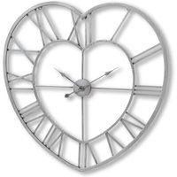 Love Lace Silver Heart Skeleton Wall Clock