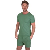 Light & Shade Men's Crew Neck Tee & Short Pyjama Set in Green | Size: Small