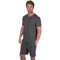 Light & Shade Men's V Neck Tee & Short Pyjama Set in Charcoal | Size: XL