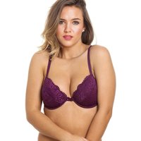 Camille Women's Floral Lace Padded Underwired Bra in Aubergine | Size: 40D