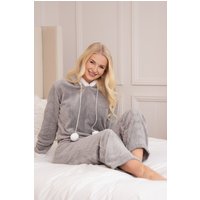 Camille Women's Supersoft Hooded Pyjama Set in Grey | Size: 18-20