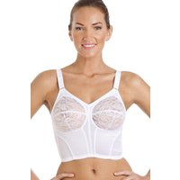Camille Women's Classic Non Wired Floral Lace Long Line Bra in White | Size: 34D