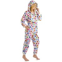 Camille Women's Luxury All In One Paw Print Hooded Fleece Onesie in White | Size: 18-20