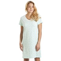 Camille Women's Ditsy Rose Floral Print Cotton Summer Nightshirt in Mint | Size: 18-20