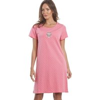Camille Women's Owl Print Cotton Nightdress in Pink | Size: 18-20
