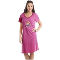 Camille Women's Cupcake Motif Cotton Summer Nightshirt in Fuchsia | Size: 10-12