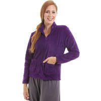 Camille Women's Zip Front Soft Textured Fleece Bed Jacket in Purple | Size: 22-24