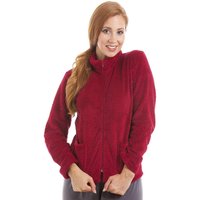 Camille Women's Zip Front Soft Textured Fleece Bed Jacket in Burgundy | Size: 22-24