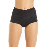 Camille Women's High Waist Seamless Floral Lace Control Briefs in Black | Size: 22