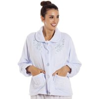 Camille Women's Classic Button Bed Jacket in Blue | Size: 14-16