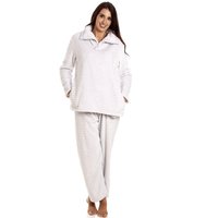 Camille Women's Supersoft Two Piece Striped Pyjama Set in Light Grey | Size: 14-16
