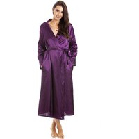 Camille Women's Full Length Long Sleeve Plain Satin Wrap in Purple | Size: 22-24