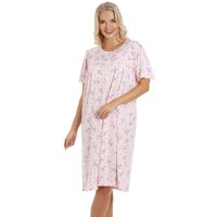 Camille Women's Classic Short Sleeve Floral Nightdress in Pink | Size: 18-20